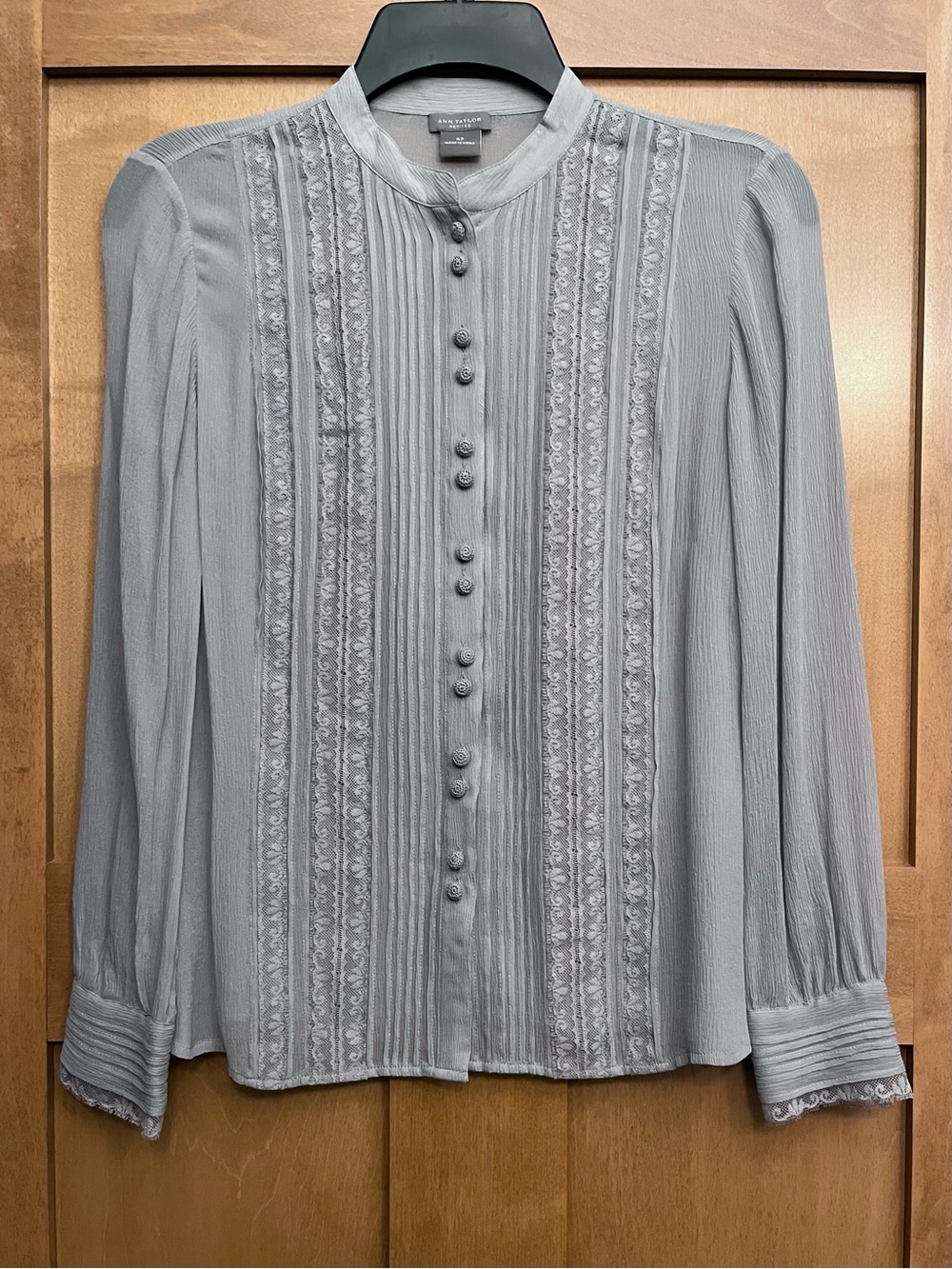 Ann Taylor Silk Lace Blouse in Dusty blue